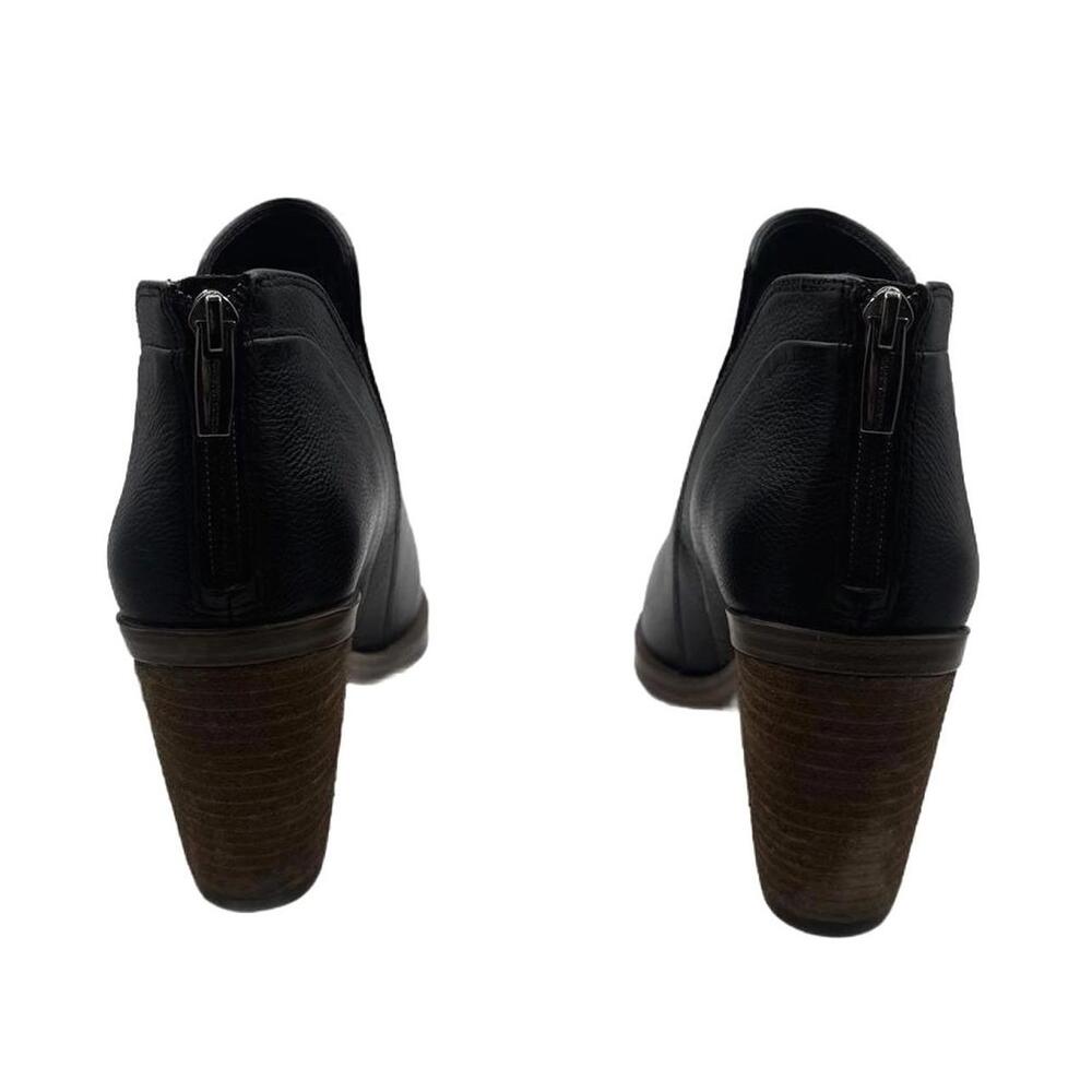 Vince Camuto Gradina Black Leather Ankle Booties Block Heel Size 8 - Picture 3 of 5